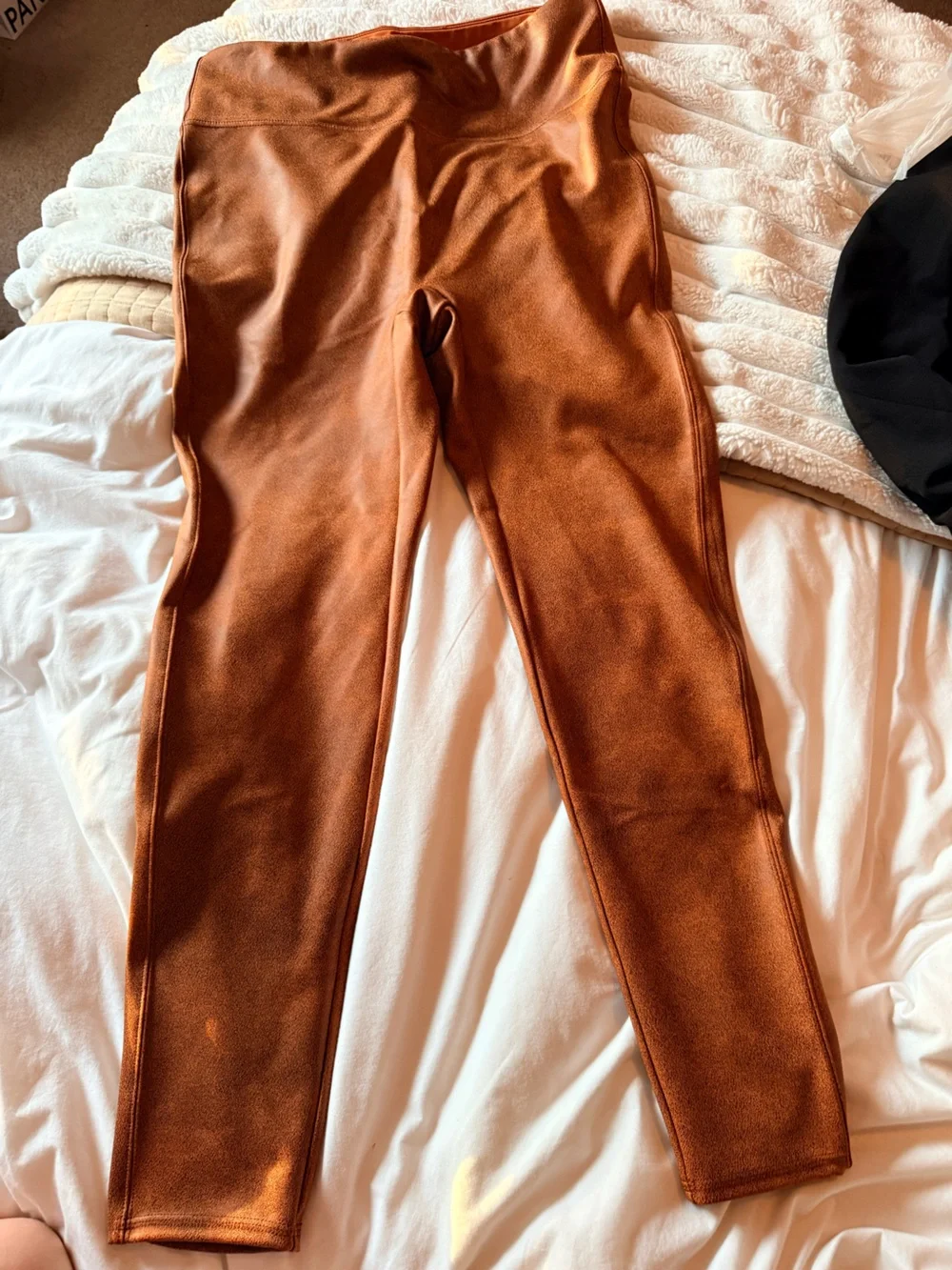 Girls' High-Waist Brown Faux-Suede Leggings New no tags